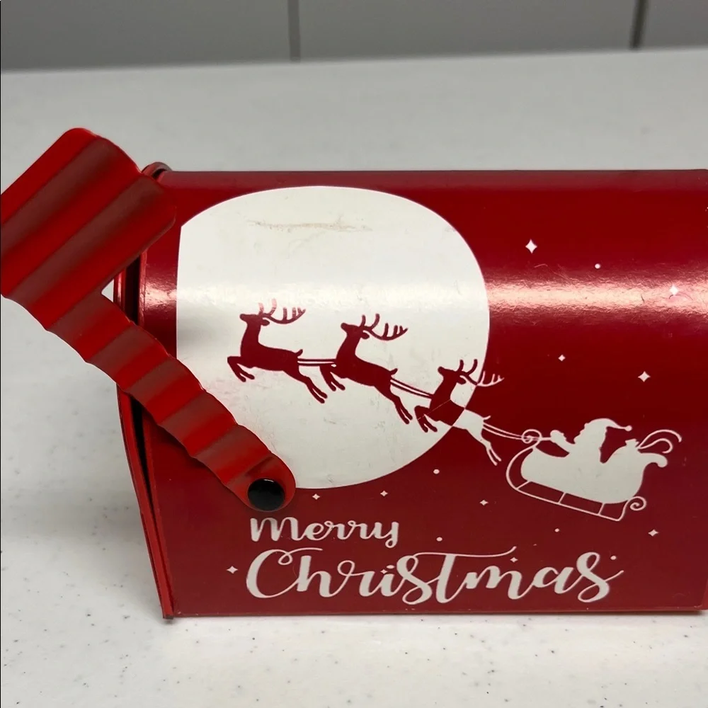 Red Christmas Mailbox with Santa Design